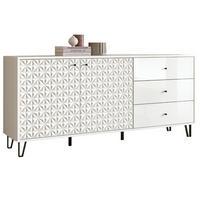 SIDEBOARD weiß Hochglanz 169 x 76 cm, Kommode mit 3D-Struktur - Weiß Hochglanz/Schwarz, Holzwerkstoff/Kunststoff (169/76/40cm) - Inn.Furn