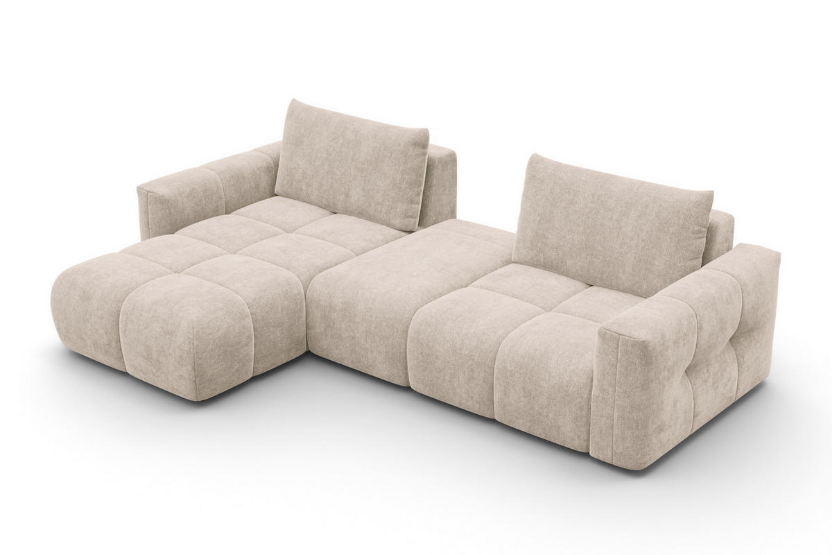ECKSOFA VERONA 4-Sitzer LINKS, Beige - Beige/Schwarz, Holz/Textil (282/173cm) - Courtois Laville