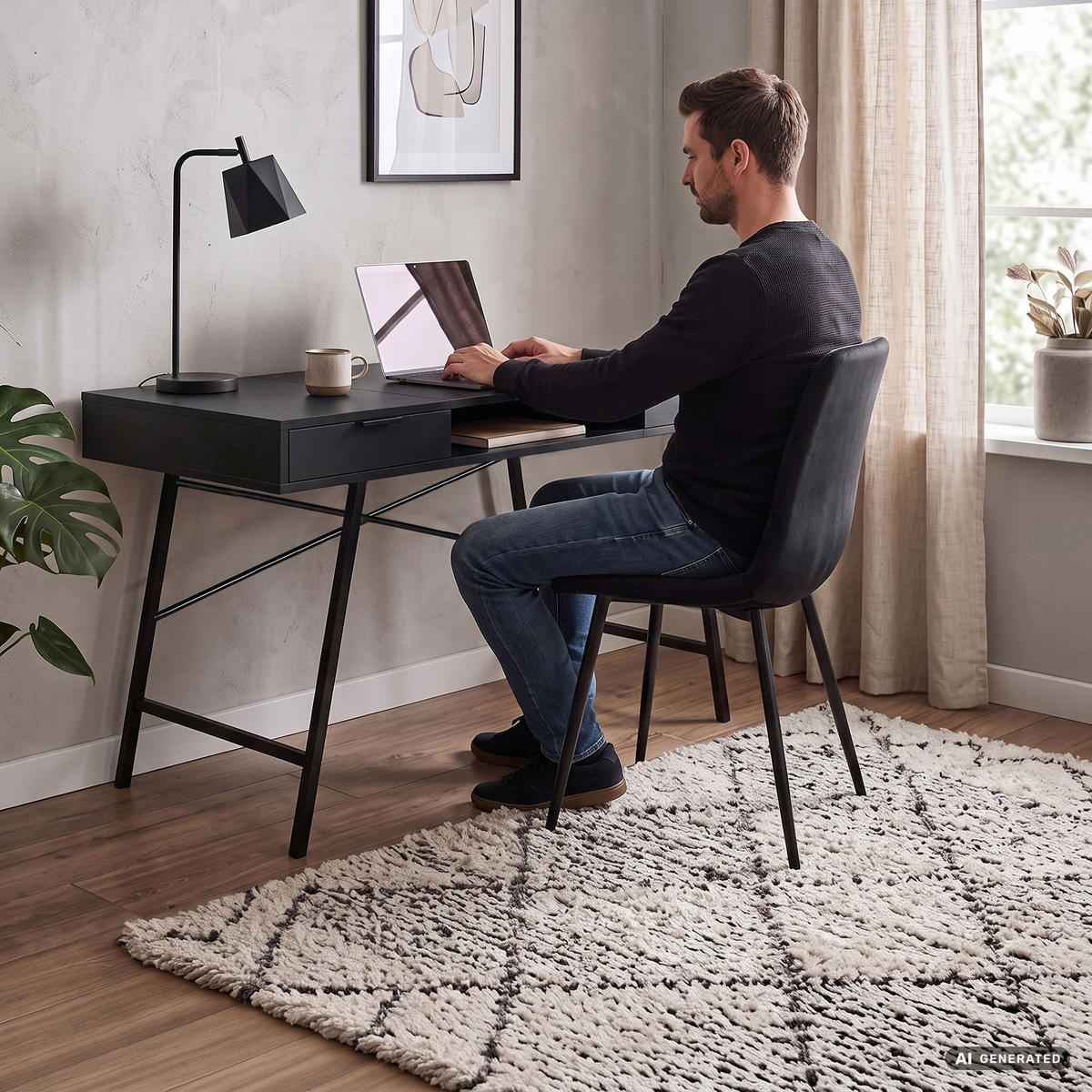 SCHREIBTISCH ARDEN 120 cm Schwarz - Schwarz, Holzwerkstoff (120/50/80.5cm) - Akord