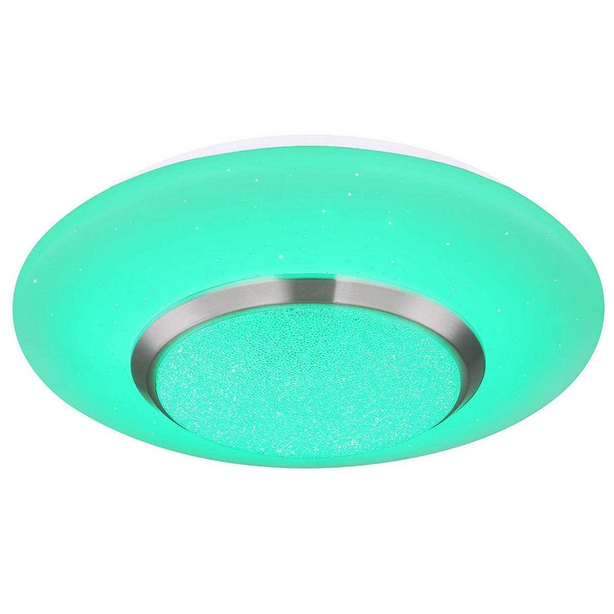 LED DECKENLEUCHTE Metall Weiß Kristalloptik CANDIDA - Weiß, Metall (34/34/8cm) - Globo Lighting