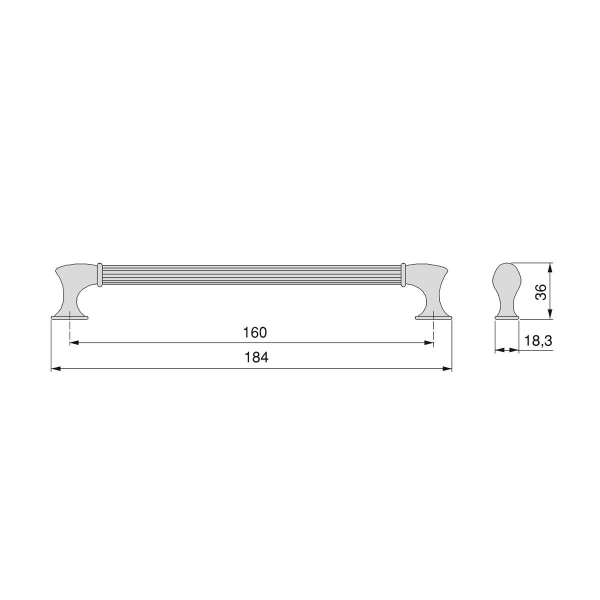 MÖBELGRIFFE Suez, L184mm, 160mm Achsenabstand, Aluminium, Schwarz lackiert 20er-set - Schwarz, Metall (15/10/21cm) - EMUCA