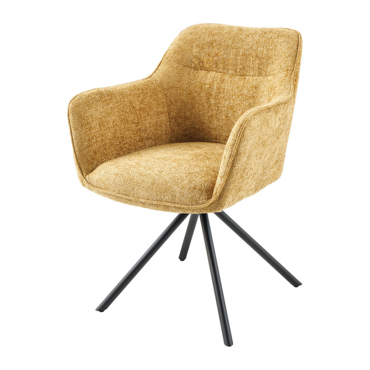 STUHL VERONA Strukturstoff Senfgelb 80 cm - Gelb/Schwarz, Textil/Metall (58/80/59cm) - riess-ambiente