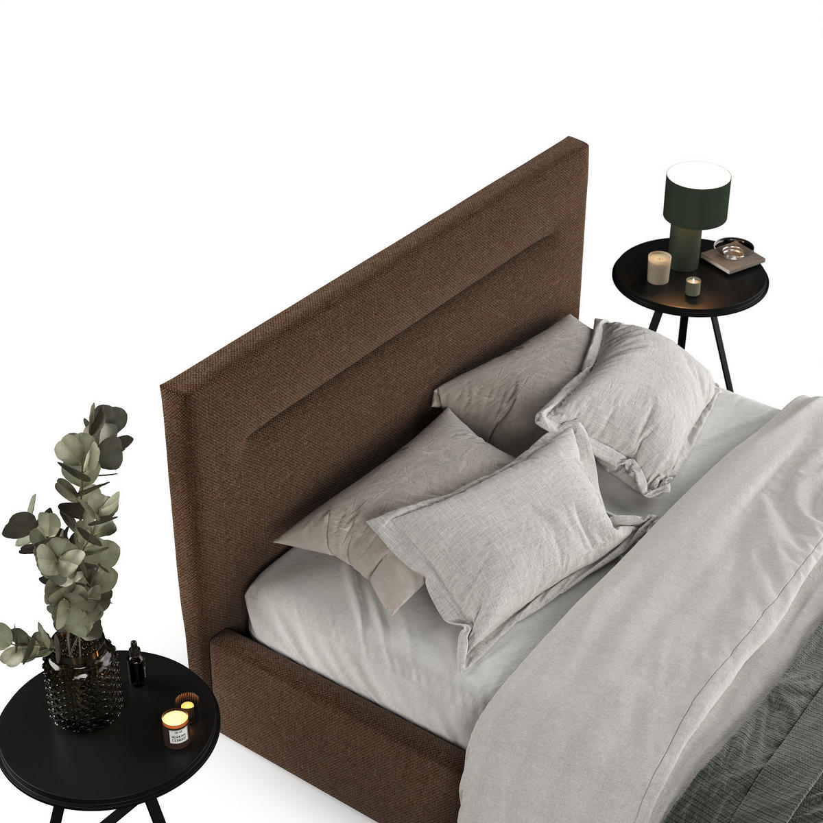 POLSTERBETT Liline 140/200 cm Braun im Inari Stoff - Schwarz/Naturfarben, Holz/Holzwerkstoff (140/200cm) - AltaBeds