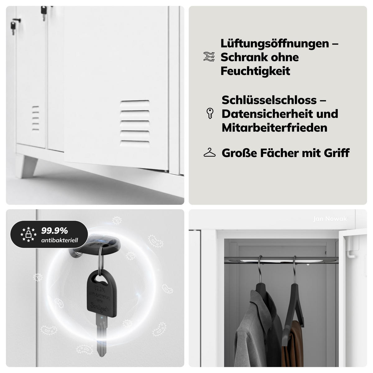 SCHLIESSFACHSCHRANK Bartek - Weiß, Metall (136/172/45cm) - Jan Nowak