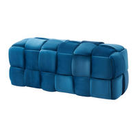 SITZBANK - 1 -Sitzer - Samt - blau - FABERO - Blau, Textil (112/45/44cm) - Vente-Unique