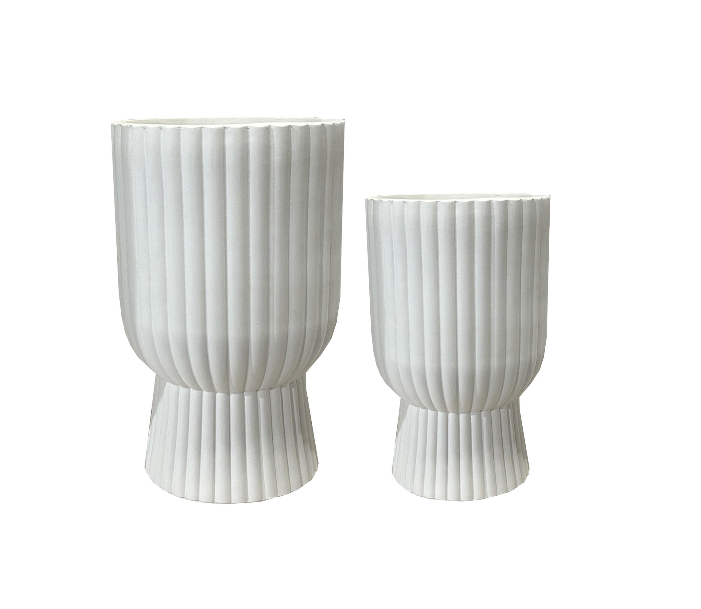 BLUMENTOPF Hevra 2er Set Grau 35/35/56 cm Keramik - Weiß, Keramik (56cm) - Mondex