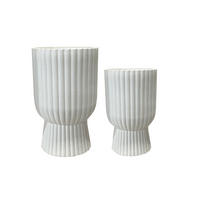 BLUMENTOPF Hevra 2er Set Grau 35/35/56 cm Keramik - Weiß, Keramik (56cm) - Mondex