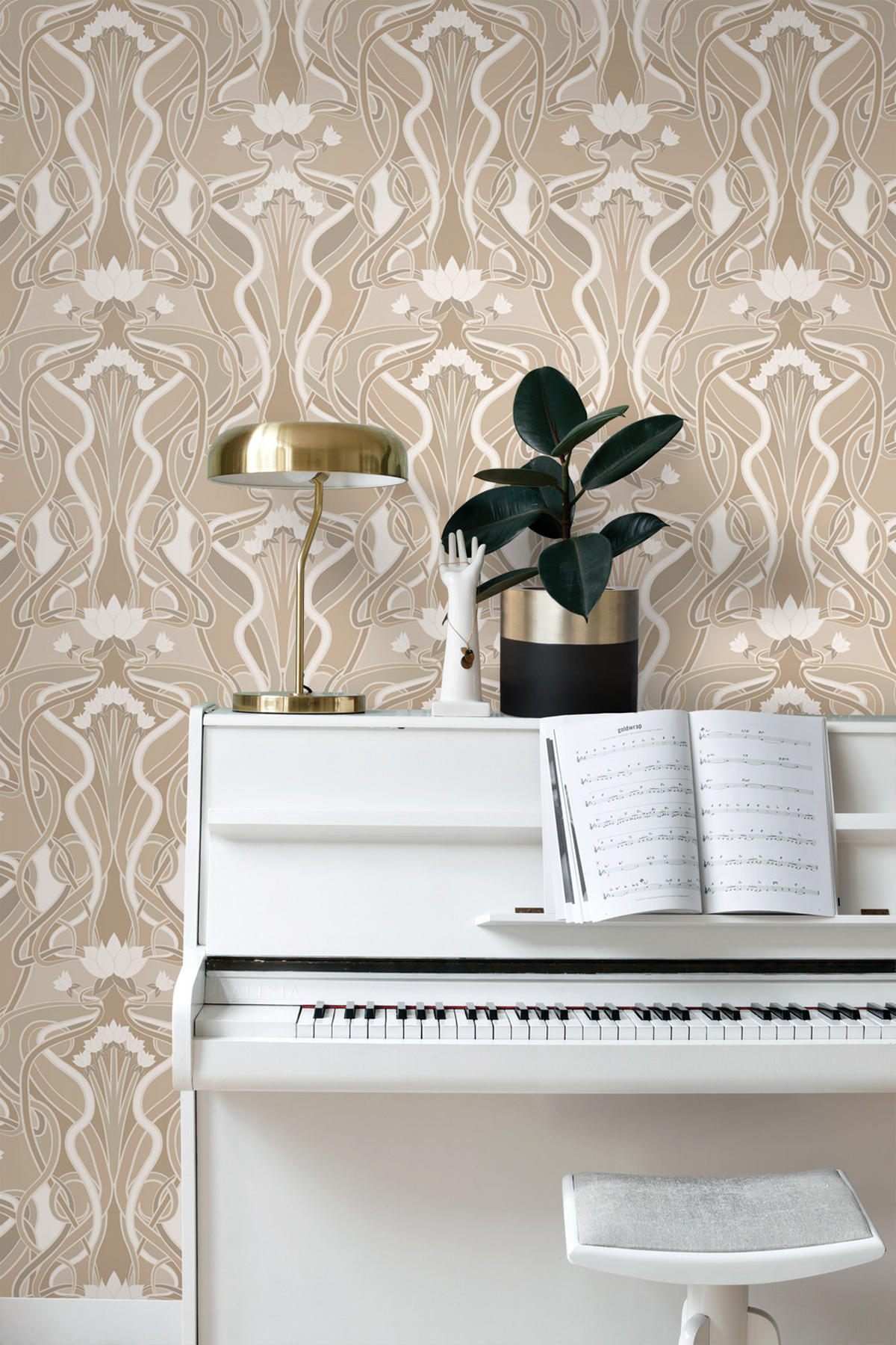 TAPETE Blumenmuster im Jugendstil 50 x 900 cm - Beige, Papier (50/900cm) - ESTAhome