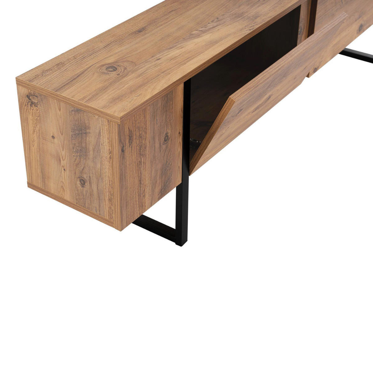 TV-MÖBEL mit 2 klapptüren - serenity 180/29,5/50 cm - Schwarz/Kieferfarben, Holzwerkstoff (29.5/50/180cm) - Calicosy