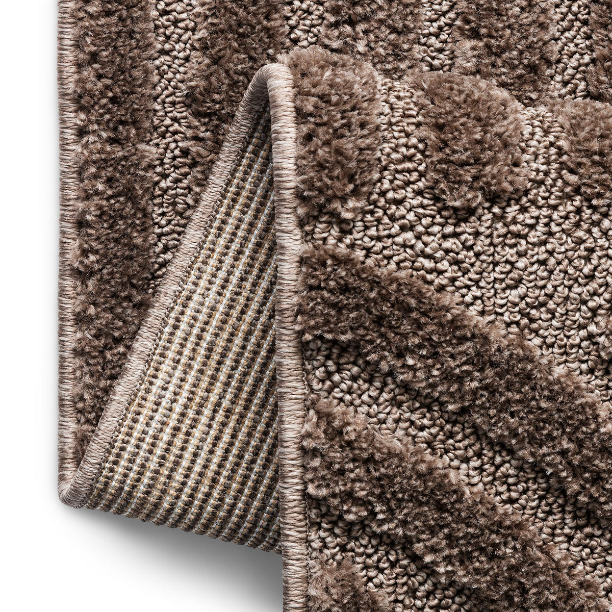 KURZFLORTEPPICH LINEA taupe Patchworkmuster 3D-Struktur 140/200 cm - Taupe, Textil (140/200cm) - Tapiso