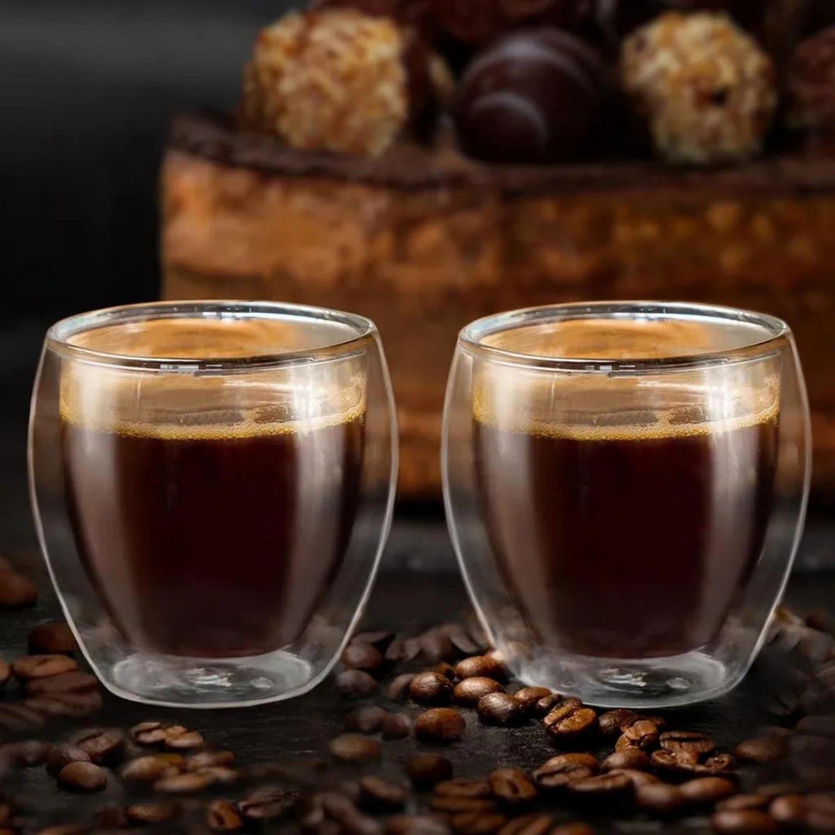 THERMOGLÄSER Transparent 6-tlg, doppelwandig, 80 ml, Borosilikatglas, hitzebeständig, Trinkgläser, Espressogläser, Heißgetränke, Küchenzubehör, modern - Transparent, Glas - JUNG