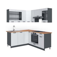 ECKKÜCHE Fame-Line Weiß Landhaus/Anthrazit 160 x 190 cm, AP Eiche - Anthrazit/Weiß, Holzwerkstoff (190/81.6/60cm) - Vicco