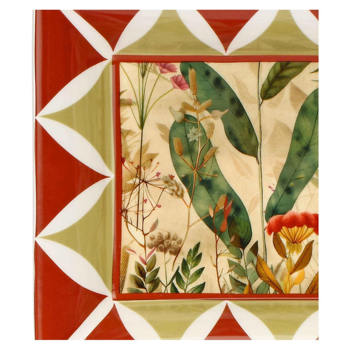 SCHALE/ Porzellanplatte rechteckig MIRABILIA 16 x 20 cm rot - Orange, Keramik (10.6/10.6/18.4cm) - Rose & Tulipani