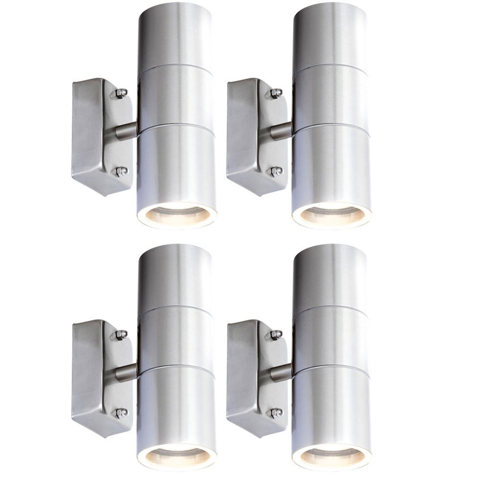 LED AUSSEN-WANDLEUCHTE STYLE Edelstahl Silber 4er Set - Silberfarben, Glas (6/16.5/10.4cm)