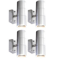 LED AUSSEN-WANDLEUCHTE STYLE Edelstahl Silber 4er Set - Silberfarben, Glas (6/16.5/10.4cm)