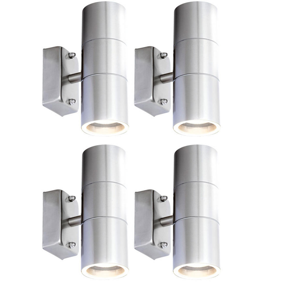 LED AUSSEN-WANDLEUCHTE STYLE Edelstahl Silber 4er Set - Silberfarben, Glas (6/16.5/10.4cm)