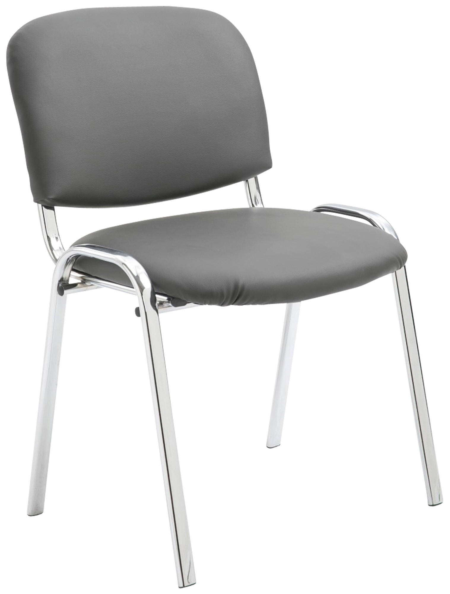 BESUCHERSTUHL Lederlook grau - Chromfarben/Grau, Textil/Metall (54/79/48cm) - CLP