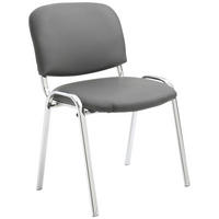 BESUCHERSTUHL Lederlook grau - Chromfarben/Grau, Textil/Metall (54/79/48cm) - CLP