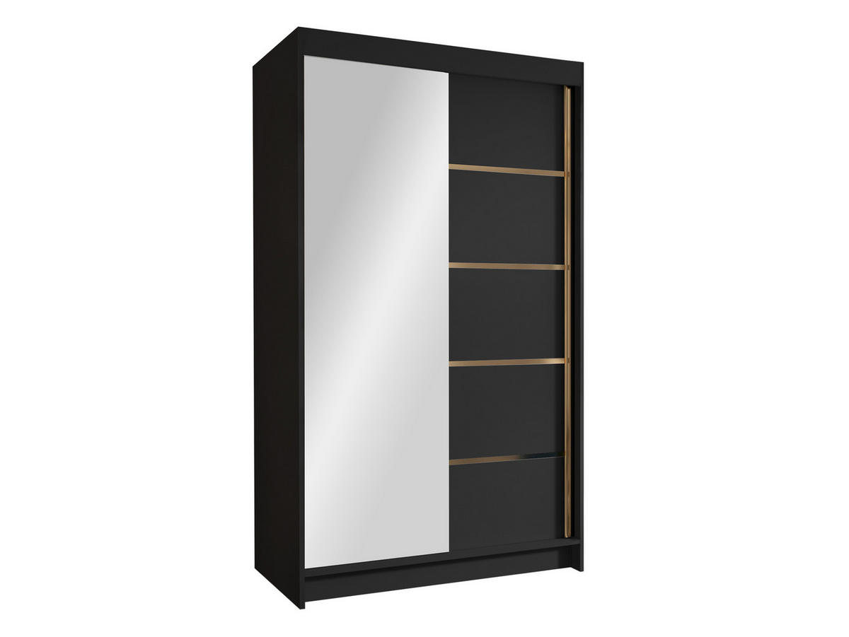 SCHIEBETÜRENSCHRANK Vigo III - Goldfarben/Schwarz, Holzwerkstoff/Metall (100/200/58cm) - MIRJAN24