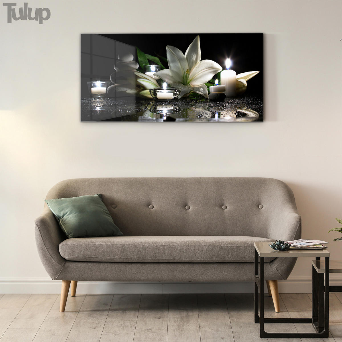 GLASBILD 120x60 cm Lilienblume - Smaragdgrün/Schwarz, Glas (120/60cm) - TULUP