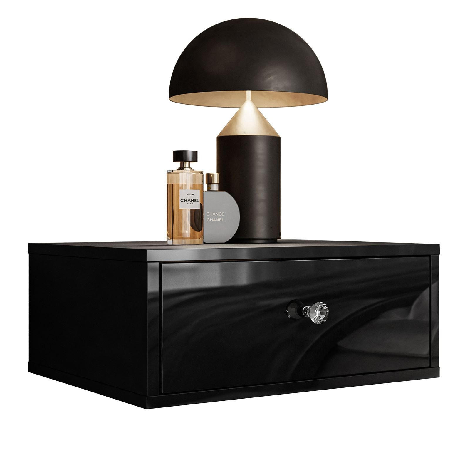 Lookway Nachttisch Schwarz Hochglanz 45x20x36.6 cm