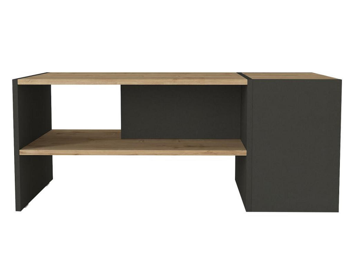 COUCHTISCH mit Stauraum - Anthrazit & Holzfarben - VELKAN - Anthrazit, Holz (110/60/45cm) - Vente-Unique