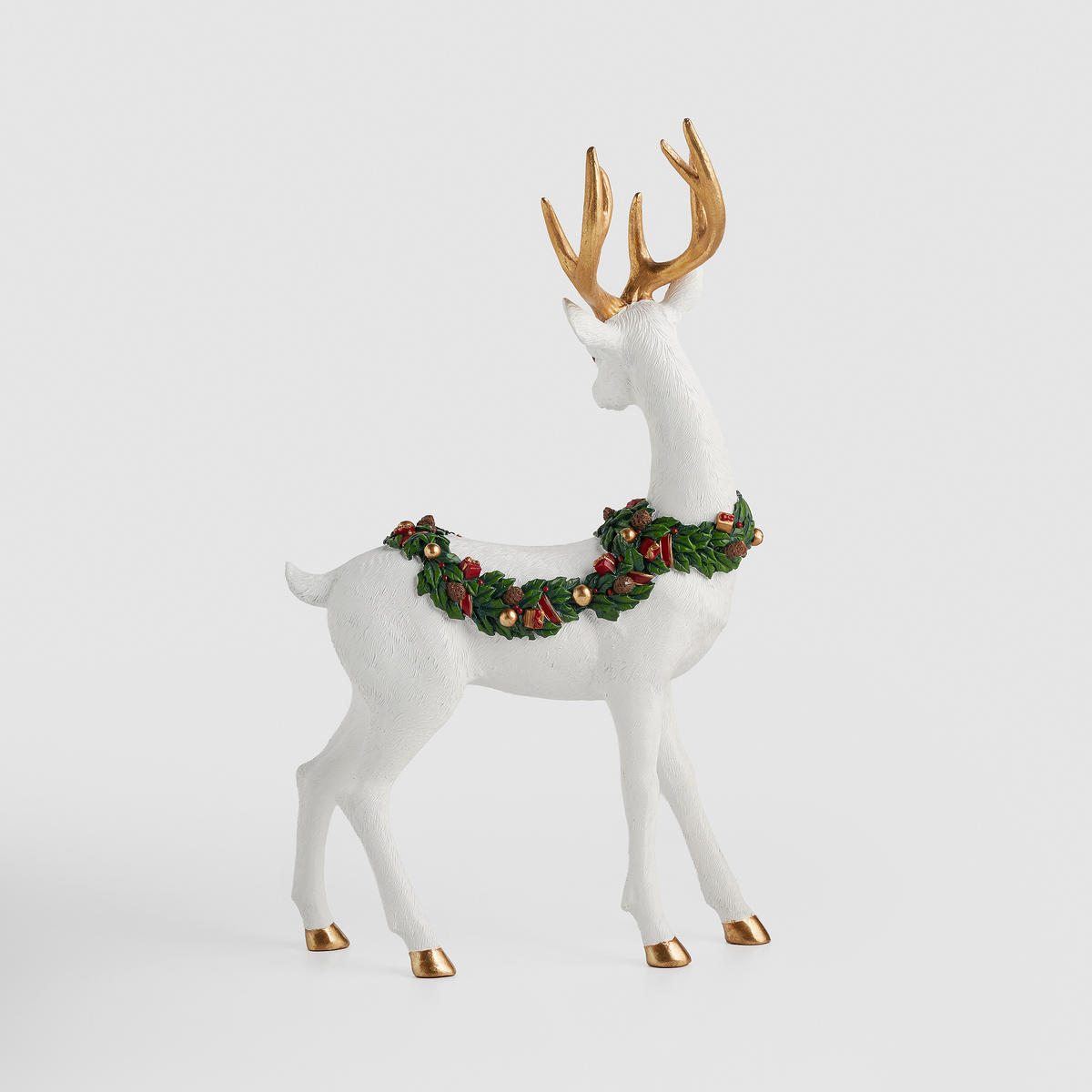 DEKOFIGUR Wreathdeerio, weiß, 47.5 x 10.5 x 29 cm, Dekorative Weihnachtsdeko - Weiß, Kunststoff (10.5/47.5/29cm) - home&you