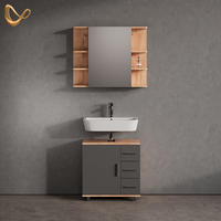 BADMÖBEL-SET Eisak Eiche 2 Teile - Eichefarben/Anthrazit, Holzwerkstoff (60/60/33cm) - Livinity®