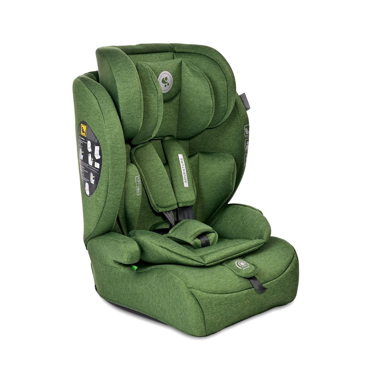 KINDERSITZ i-Size Adventure grün (76-150 cm) Kopfstütze verstellbar bis 36 kg - Grün, Kunststoff (46/78/40cm) - Lorelli