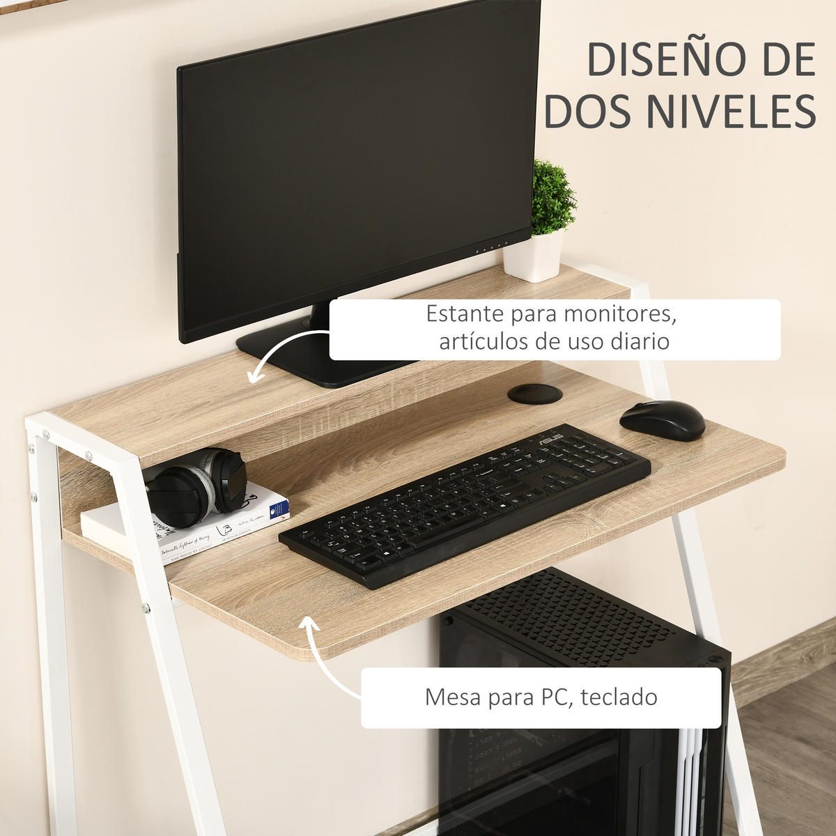 BÜROTISCH Eiche 1 Stück - Eichefarben, Holzwerkstoff (45/85/84cm) - GiPP