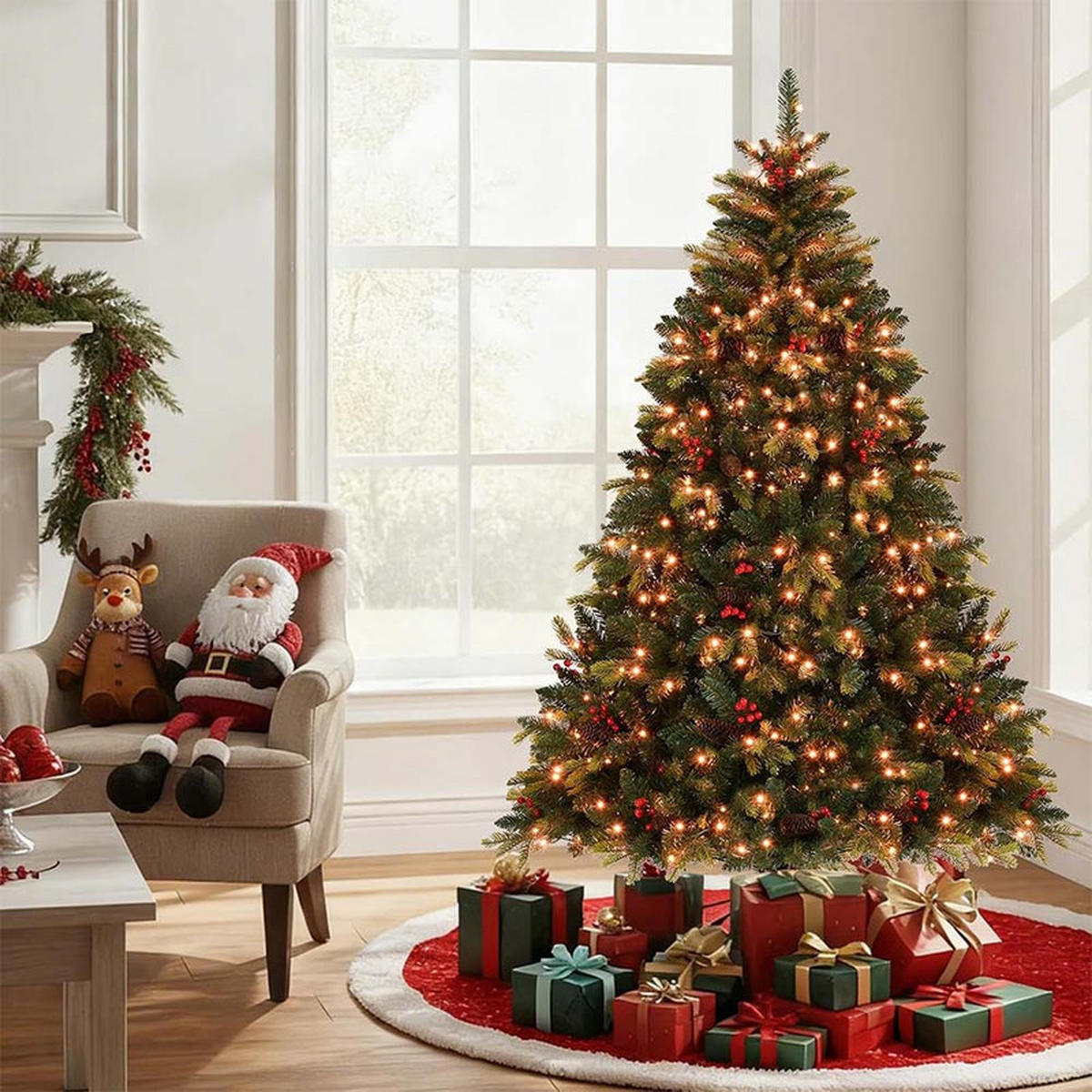 WEIHNACHTSBAUM mit 370 APP-gesteuerten RGB-Lichtern 180cm Grün - Grün, Metall (180cm) - COSTWAY