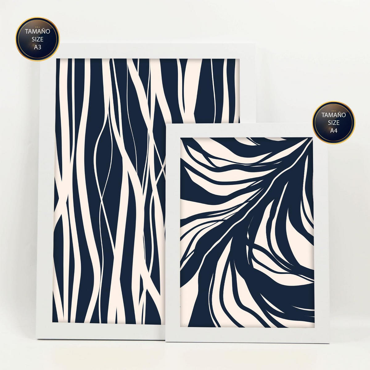 POSTER Set Mit 6 Zweigmuster In Abstrakter Form Ästhetische Dekodrucke Für Ihr Wohnzimmer, Schlafzimmer Oder Zuhause A3 & A4 Weißer Rahmen - Weiß, Papier (29/3cm) - Nacnic