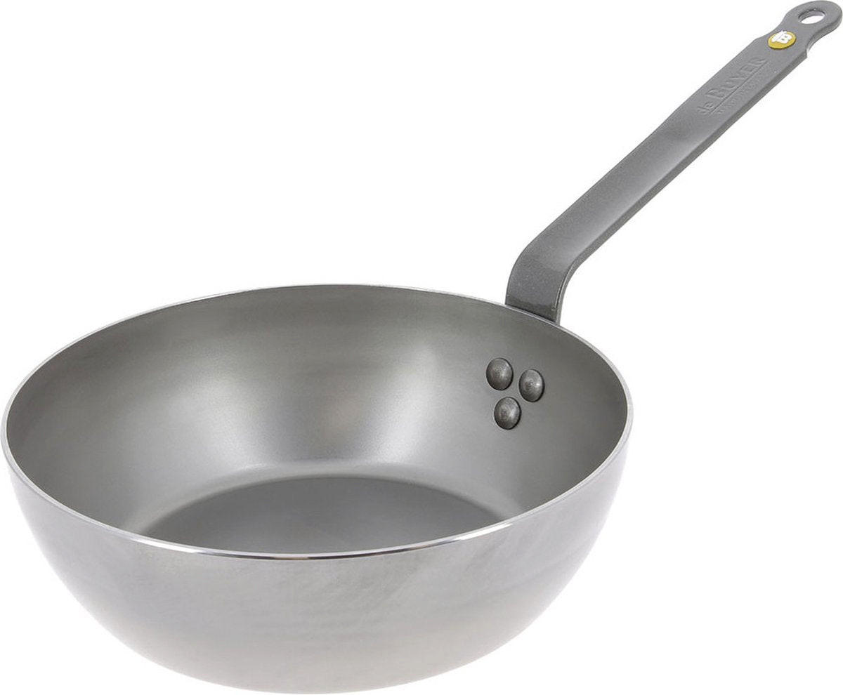 SCHMORPFANNE Bratpfanne Mineral B - ø 28 cm / 4 Liter - ohne Antihaftbeschichtung - Silberfarben, Metall (28cm) - De Buyer