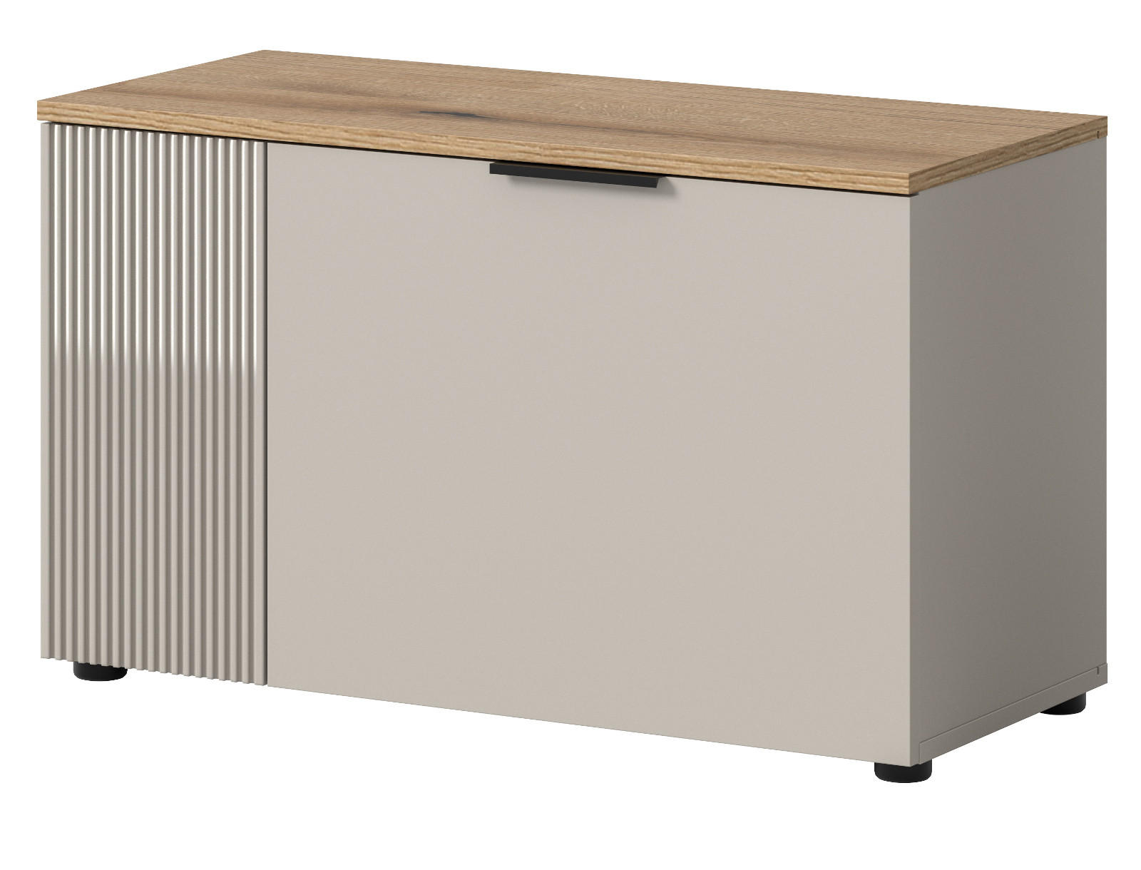 GARDEROBENBANK Kaschmir Sand, Eiche 80 cm, Sitzbank mit Stauraum, Skid - Kaschmir/Eichefarben, Holzwerkstoff/Kunststoff (80/48/36cm) - Inn.Furn