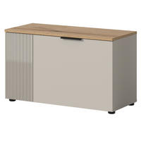 GARDEROBENBANK Kaschmir Sand, Eiche 80 cm, Sitzbank mit Stauraum, Skid - Kaschmir/Eichefarben, Holzwerkstoff/Kunststoff (80/48/36cm) - Inn.Furn