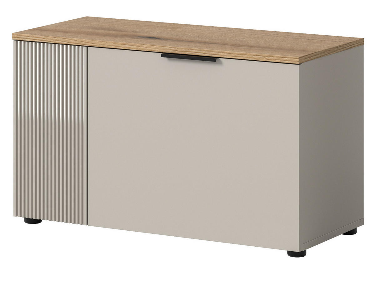 GARDEROBENBANK Kaschmir Sand, Eiche 80 cm, Sitzbank mit Stauraum, Skid - Kaschmir/Eichefarben, Holzwerkstoff/Kunststoff (80/48/36cm) - Inn.Furn