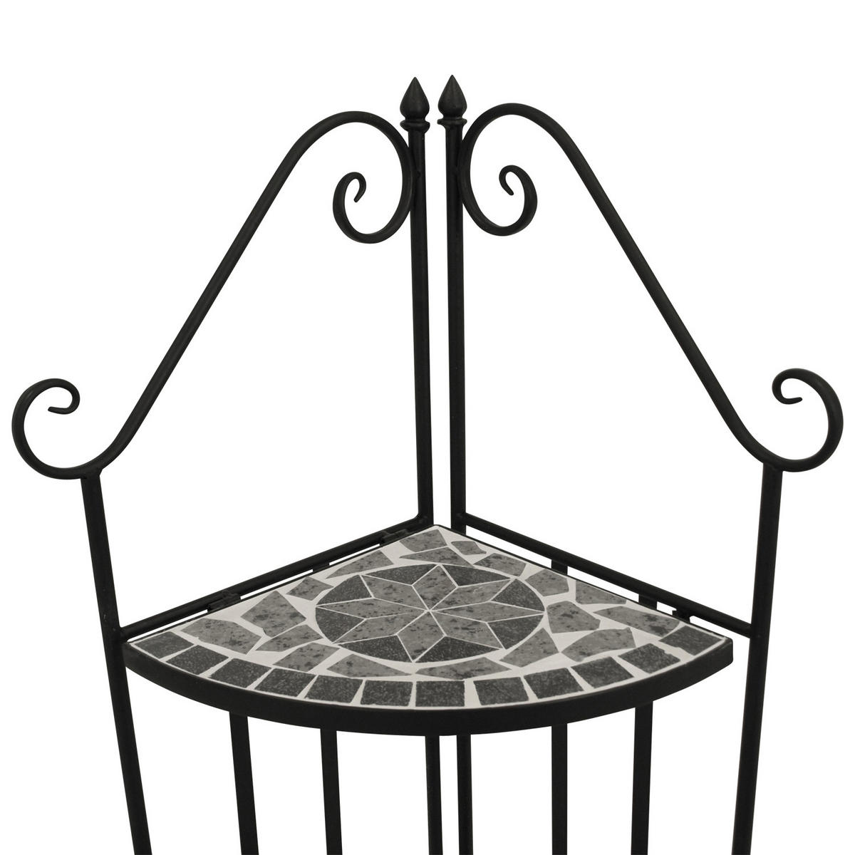 ECK-REGAL Gateshead - Rahmen aus Stahl, Regalebenen aus echter Keramik in Mosaik Optik, Farbe grau - Schwarz, Holz (50/141/34cm) - TPFGarden