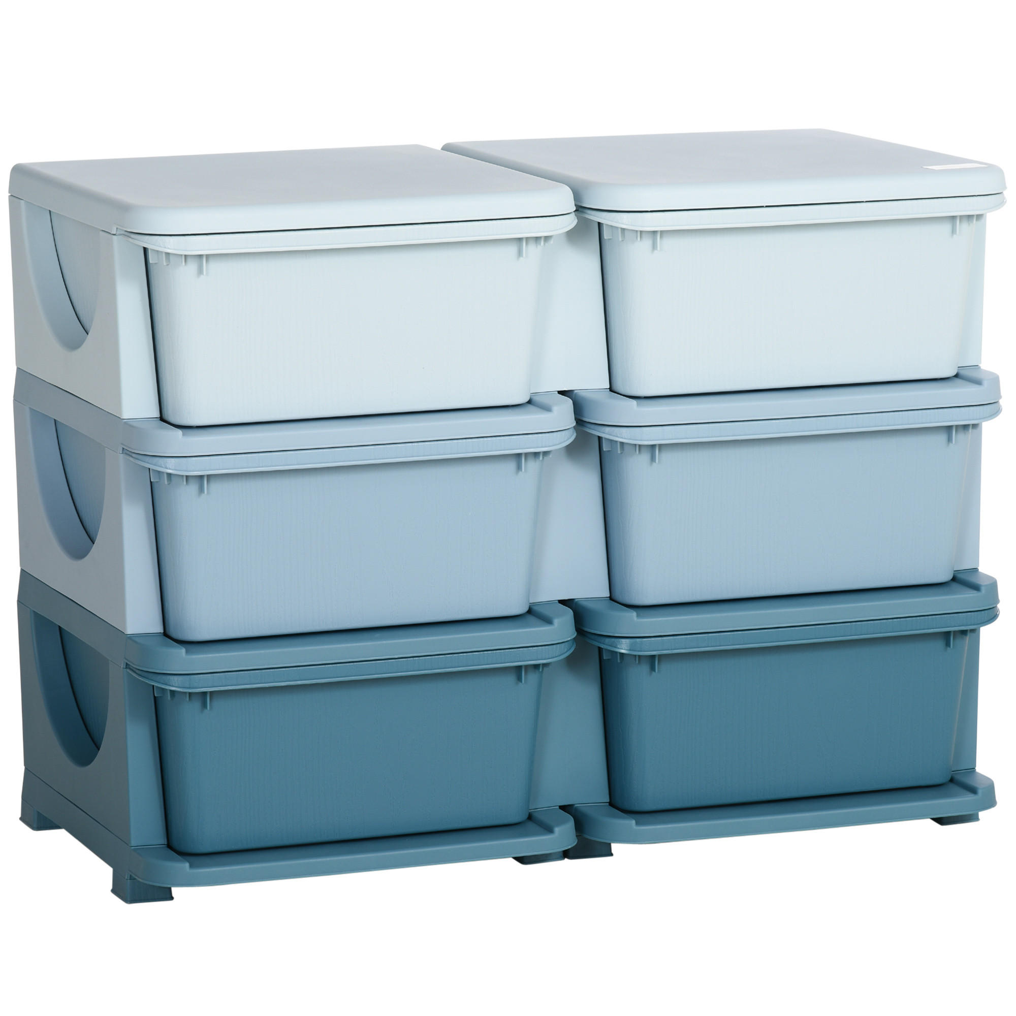 SCHUBLADENSCHRANK, Kunststoff, Himmelblau/Blassblau/Tiefseeblau, 75L x 37B x 56,5H cm - Blau, Kunststoff (37/56.5/75cm) - HOMCOM