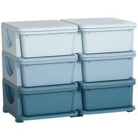 SCHUBLADENSCHRANK, Kunststoff, Himmelblau/Blassblau/Tiefseeblau, 75L x 37B x 56,5H cm - Blau, Kunststoff (37/56.5/75cm) - HOMCOM