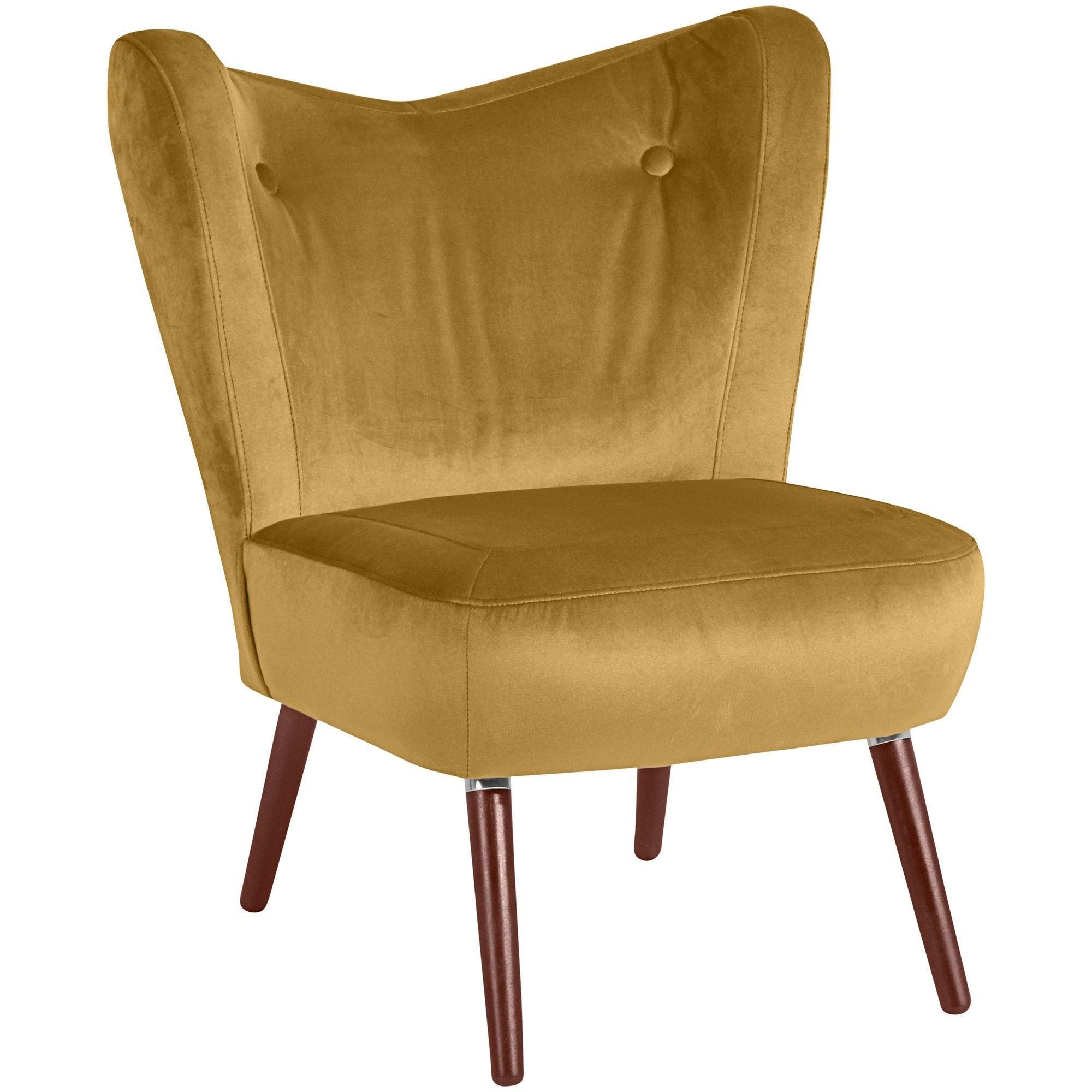 SESSEL Kathy Bezug Samtvelours Buche nussbaum dunkel / mais - Gelb, Kunststoff (70/86/69cm) - 58aufmkessel