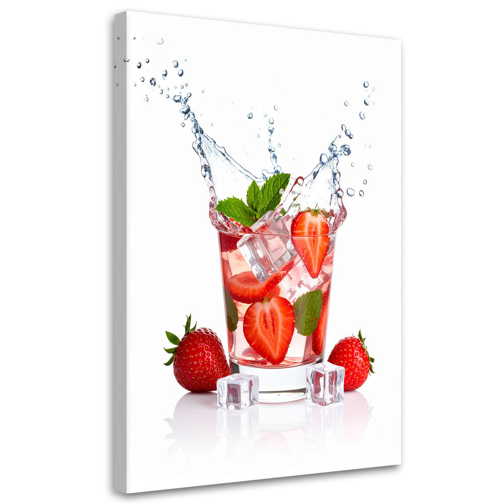 LEINWANDBILD Erdbeer-Cocktail mit Früchten 60x90cm - Rot, Textil (60/90cm) - Feeby