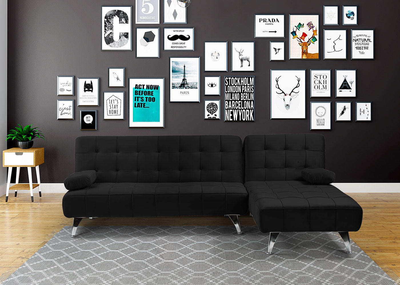 SCHLAFSOFA Schwarz - Schwarz, Textil (236/95cm) - MCW
