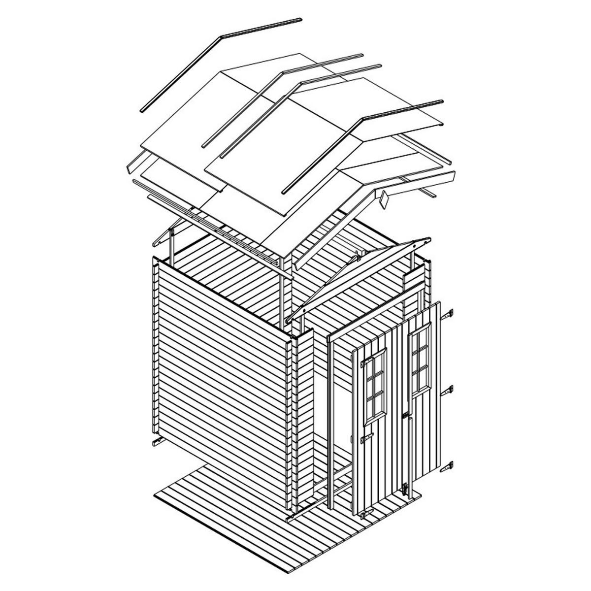 DREVENÝ záhradný domček 2,82 m² TIMBELA M320C+M320G - béžová, drevo (180/224/186cm) - Timbela