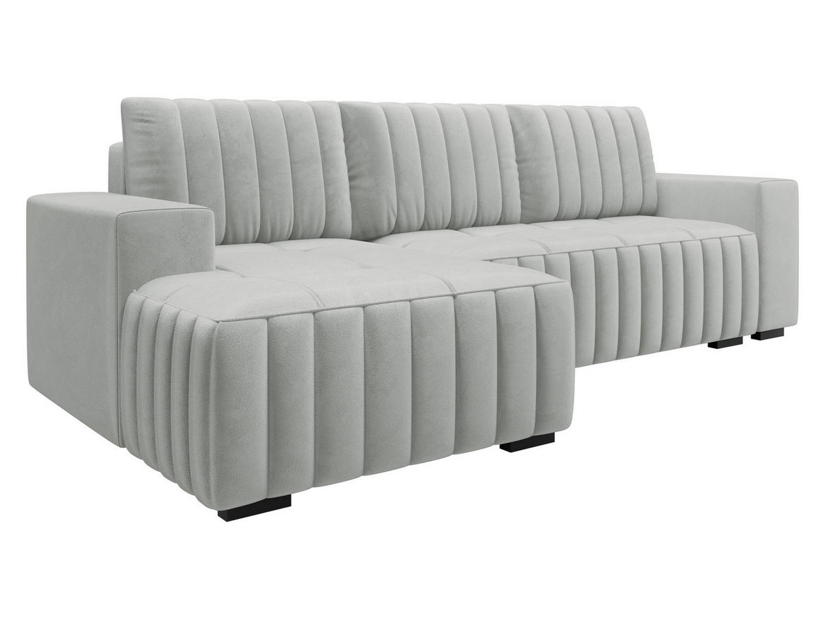 ECKSOFA Hugo, Seite: Links - Dunkelbraun/Silberfarben, Holz/Textil (240/140cm)
