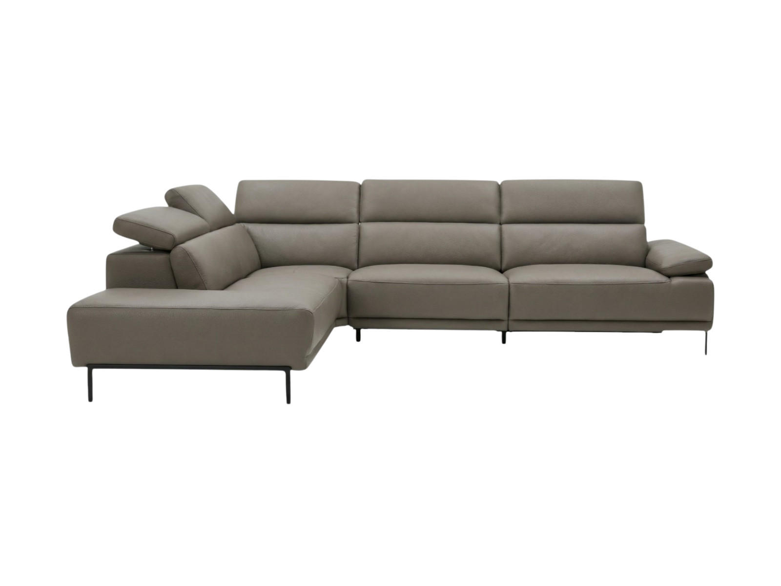 ECKSOFA Fiesta Echtleder Greige - Greige, Leder/Metall (220/282cm)