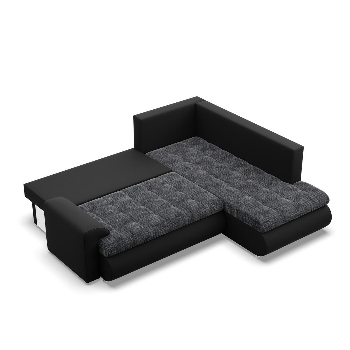 ECKSOFA RECHTS MIT SCHLAFFUNKTION FORESTA, Schwarz + Schwarz - Schwarz, Textil (230/200cm) - Mebligo