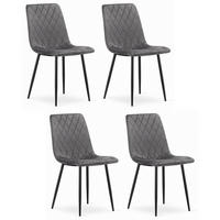STUHL SCANNO 4-er Set, Grau, mit Samtstoff gepolstert - Anthrazit, Textil/Metall (45/89/53cm) - Komodee