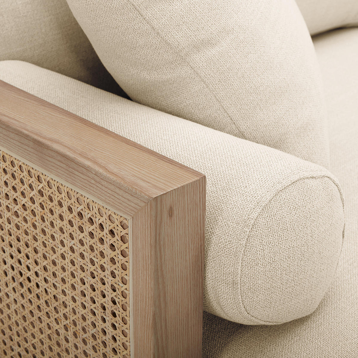 ECKSOFA mit Longchair - Beige - Eschefarben/Hellgrau, Holz/Textil (302/96cm) - home24