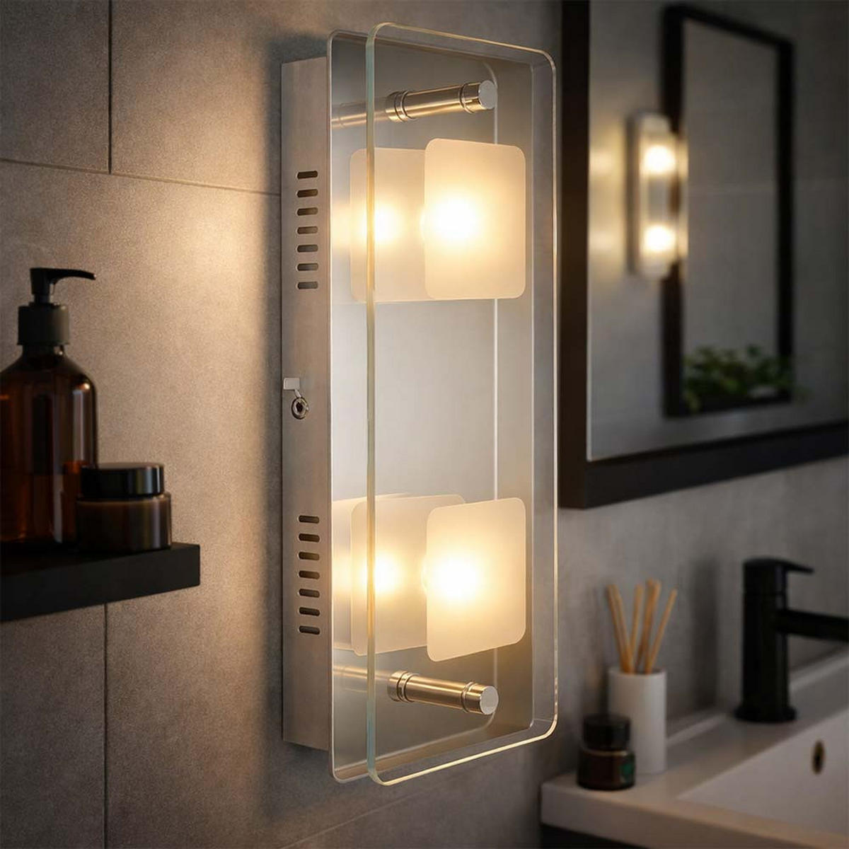 LED WANDLEUCHTE Metall Chrom Silber - Silberfarben, Glas (12/6.2/28cm) - Globo Lighting