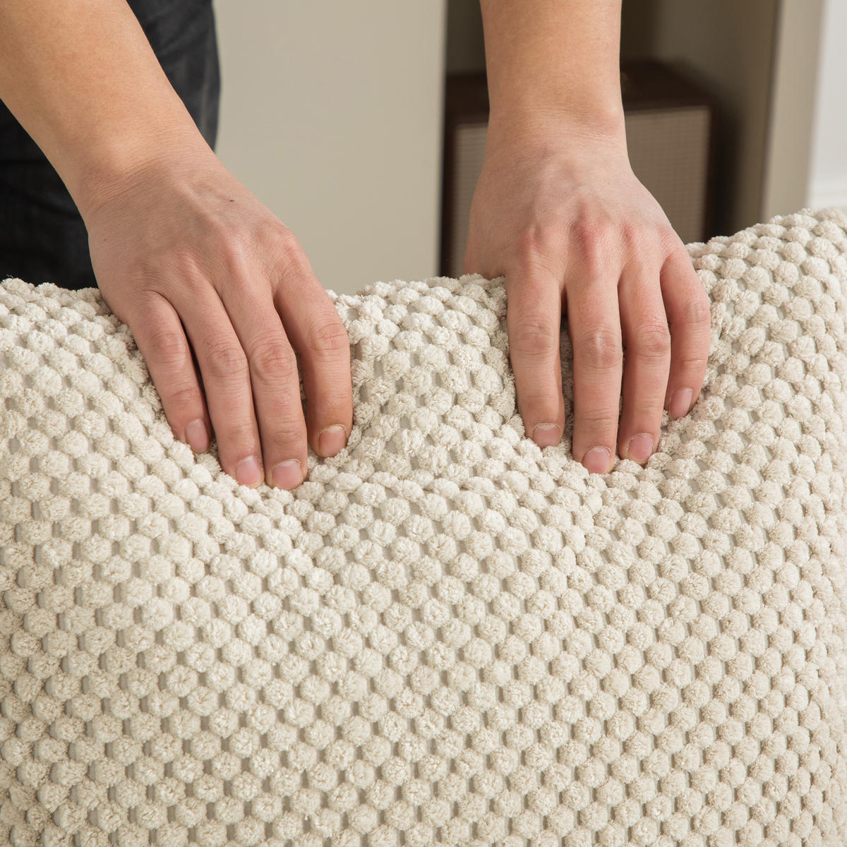 ECKSOFA Chenille Hellkhaki mit Kissen - Hellbraun, Textil (266/176cm) - WISHDOR